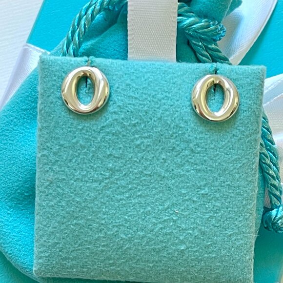 Tiffany & Co. Earrings Silver Elsa Peretti Sevillana Studs with Pouch Box EUC - Picture 2 of 11